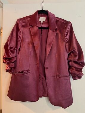 cinq a sept Satin Blazer in Berry Plum